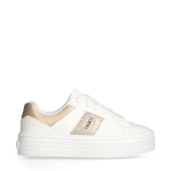Sneakers Platform LIU JO Up 911 Bianche con Inserto stampa Pitone Oro