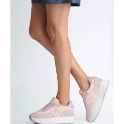 Sneakers Platform LIU JO Dreamy 02 in Suede e Nylon Rosa Pesca