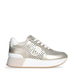 Sneakers Platform LIU JO Dreamy 11 in Pelle Laminata e Traforata Light Gold