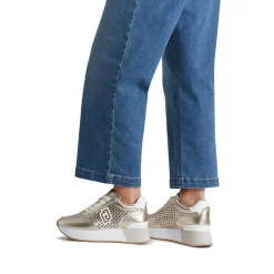 Sneakers Platform LIU JO Dreamy 11 in Pelle Laminata e Traforata Light Gold