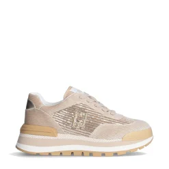 Sneakers Platform LIU JO Amazing 23 in Velluto Taupe con Paillettes