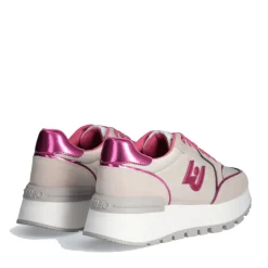 Sneakers Platform LIU JO Amazing 25 in Suede e Nylon Beige e Fuxia
