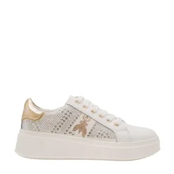 Sneakers Platform PATRIZIA PEPE Girl linea Flycrystal in Pelle Bianca con Strass
