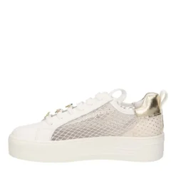 Sneakers Platform PATRIZIA PEPE Girl linea Flyplanet in Pelle e Tessuto Bianco