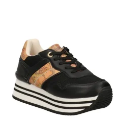 Sneakers Running 1A Classe Alviero Martini in Mesh Nero e Inserti Geo Beige 2159