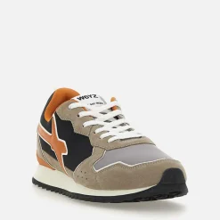Sneakers Uomo W6YZ Jet-M. in Tessuto Tecnico e Suede colore Taupe Dark Grey e Orange