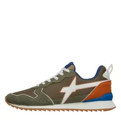 Sneakers Uomo W6YZ Jet-M. in Tessuto Tecnico e Suede colore Militare White e Orange
