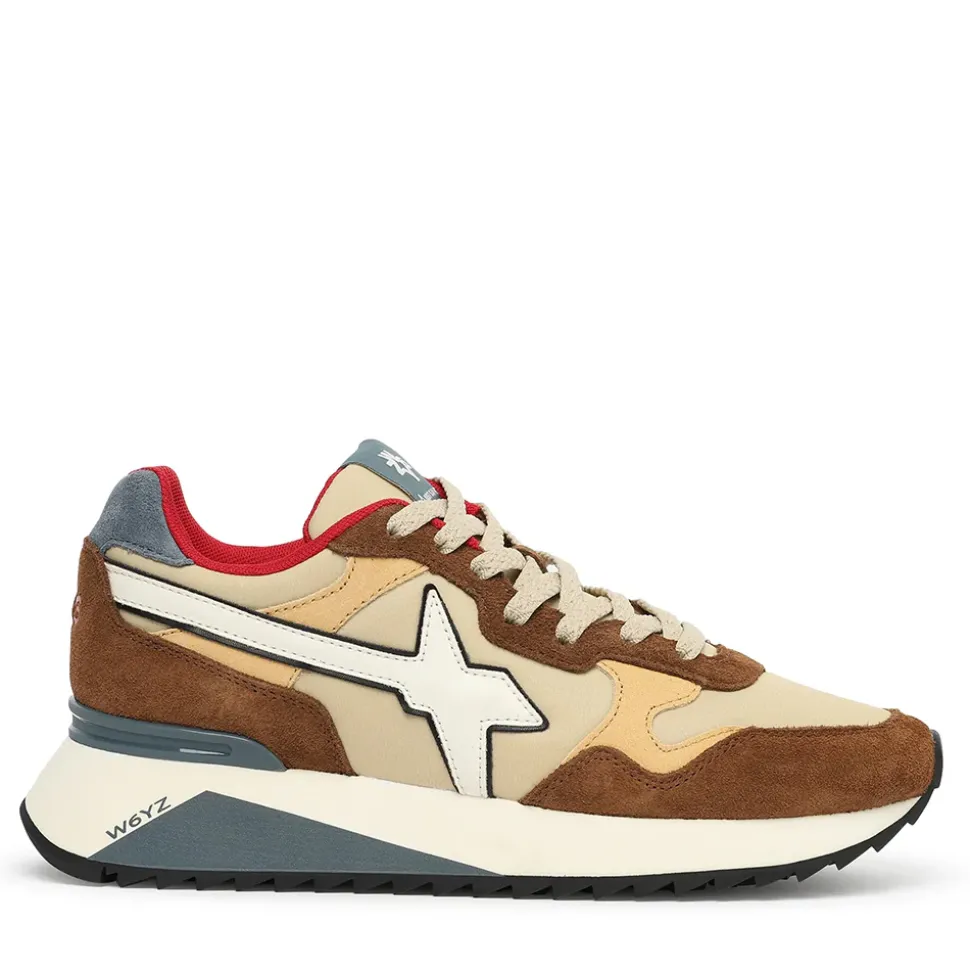 Sneakers Uomo W6YZ Yak-M. in Tessuto Tecnico e Suede colore Chestnut Beige Fire