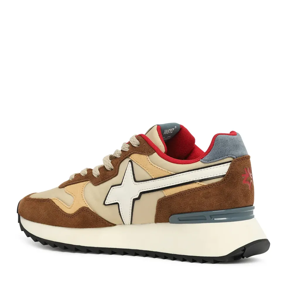 Sneakers Uomo W6YZ Yak-M. in Tessuto Tecnico e Suede colore Chestnut Beige Fire