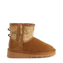 Stivaletti Imbottiti 1A Classe Alviero Martini in Pelle Scamosciata Beige con Inserto Geo Classic 0951