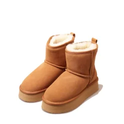 Stivaletti Imbottiti Midi Platform S by MASSIMO SANTINI linea Polly in Velour color Cammello