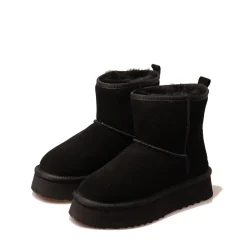 Stivaletti Imbottiti Midi Platform S by MASSIMO SANTINI linea Polly in Velour Nero