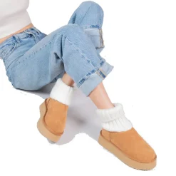 Stivaletti Imbottiti Platform S by MASSIMO SANTINI linea Penny in Velour e Maglia color Cammello