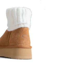 Stivaletti Imbottiti Platform S by MASSIMO SANTINI linea Penny in Velour e Maglia color Cammello