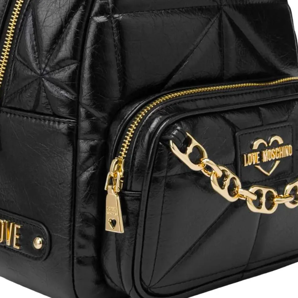 Zaino Donna LOVE MOSCHINO linea Geometric Quilted Trapuntato Nero