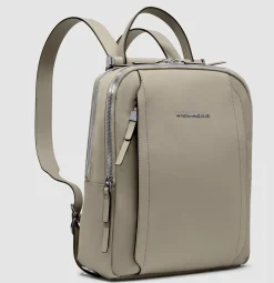 Zaino Donna Porta iPad PIQUADRO linea Circle in Pelle e Tessuto Beige- CA5566W92T