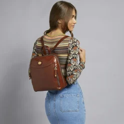 Zaino Donna THE BRIDGE in Pelle Marrone linea Story Made in Italy