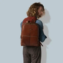 Zaino Uomo Doppio Scomparto THE BRIDGE in Pelle Marrone linea Vespucci