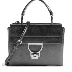 Borsa Donna a Mano con Tracolla COCCINELLE in Pelle Nera Metallizzata Linea Arlettis Pepita