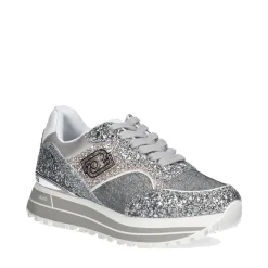 Sneakers Platform Donna LIU JO Maxi Wonder 73 Full Glitter e Inserti in Lurex Silver