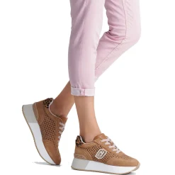 Sneakers Platform LIU JO Dreamy 11 in Pelle Laminata e Traforata Marrone